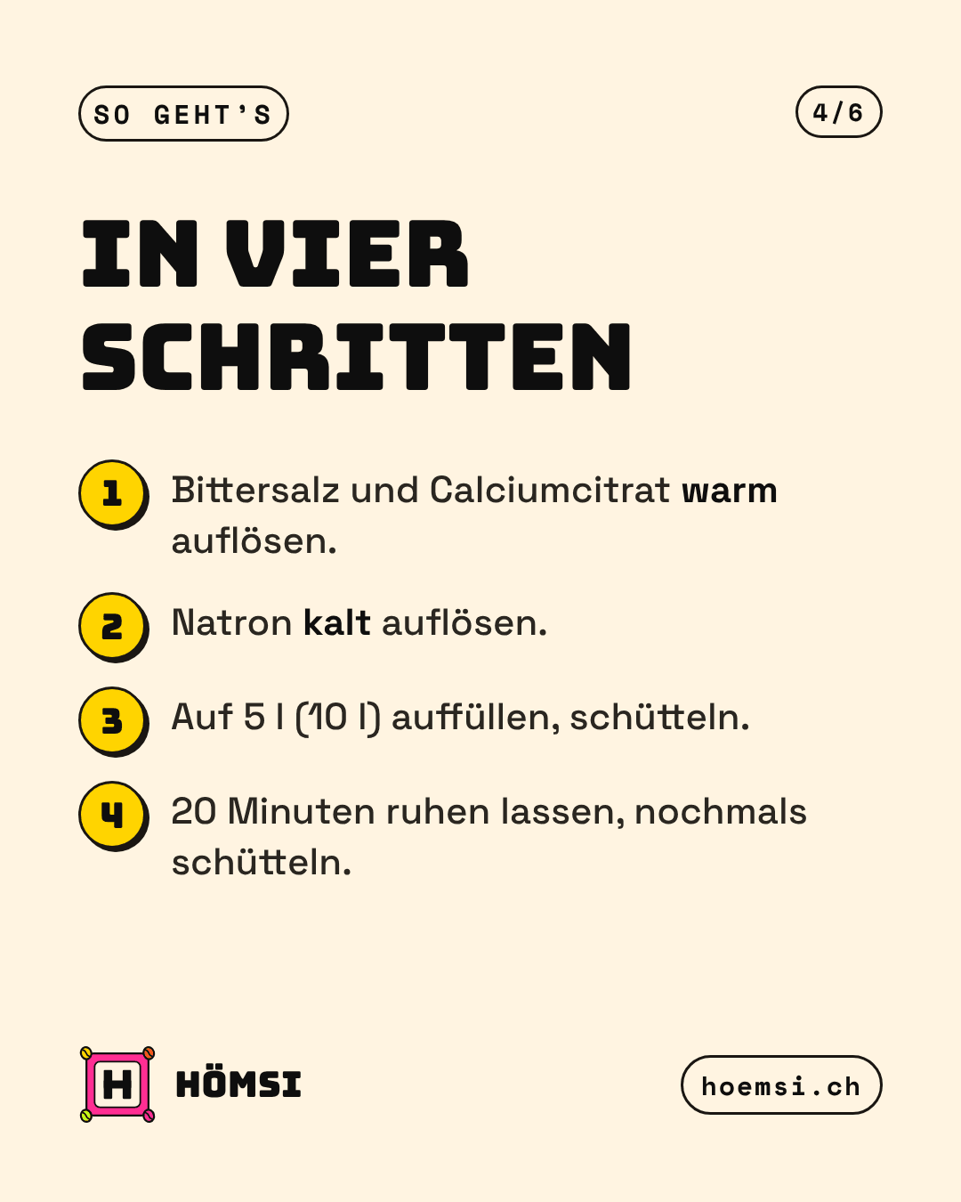 Vier Schritte zum Espresso-Wasser für den Siebträger.