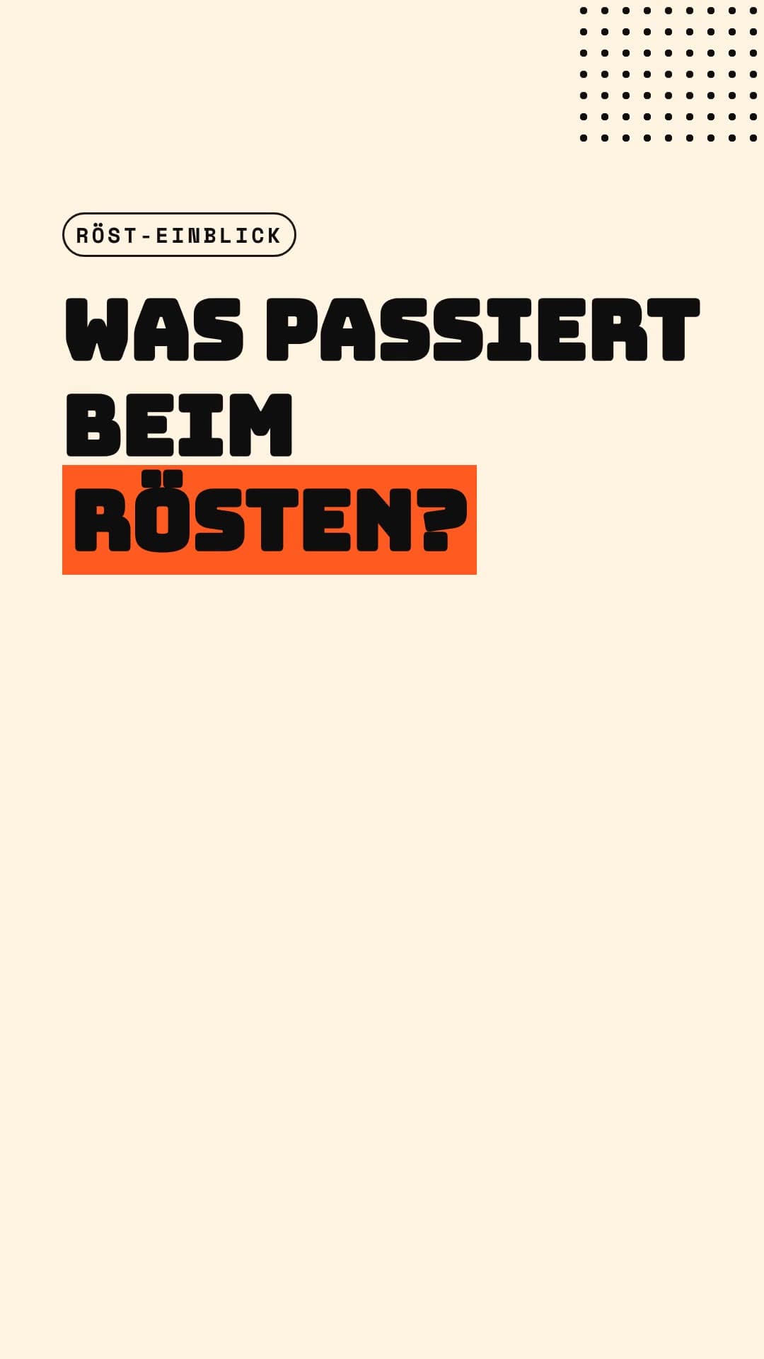 Animierte Pop-Art-Kaffeebohne wird beim Rösten dunkler. Drei Phasen mit Erklärung: Trocknen, Bräunen (Maillard-Reaktion), First Crack. Danach kurze und längere Entwicklung im Vergleich. Endkarte: Frisch auf Bestellung, hoemsi.ch.