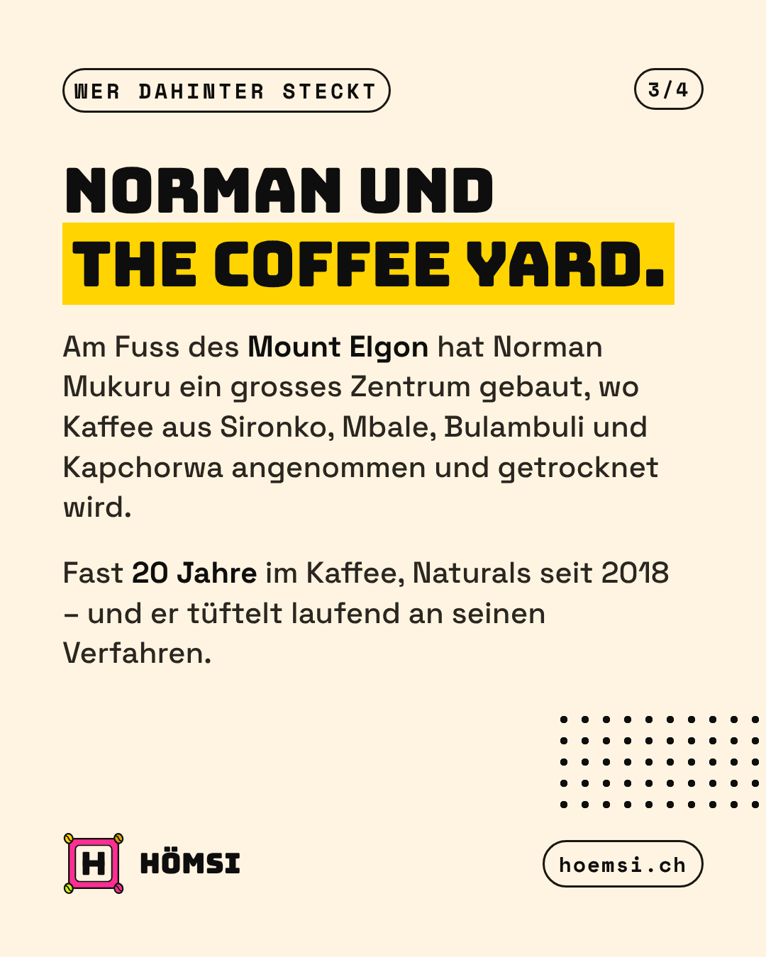 Norman Mukuru und The Coffee Yard am Mount Elgon: Annahme- und Trocknungszentrum für Kaffee aus Sironko, Mbale, Bulambuli und Kapchorwa, Naturals seit 2018.